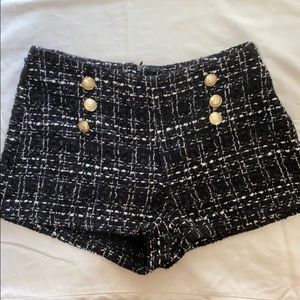 Black and white high waisted shorts